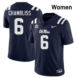 Women's Trinidad Chambliss Navy Ole Miss Rebels #6 College Football Replica Jersey 868035-246