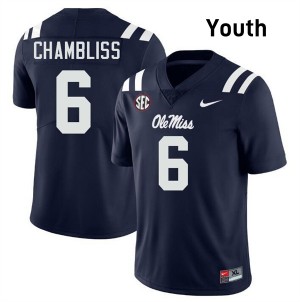 Youth Trinidad Chambliss Navy Ole Miss Rebels #6 College Football High School Jerseys 826764-561