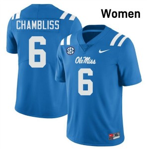Womens Trinidad Chambliss Powder Blue Ole Miss Rebels #6 College Football Alumni Jersey 323875-358