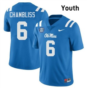 Youth Trinidad Chambliss Powder Blue Ole Miss Rebels #6 College Football Alumni Jersey 201505-839