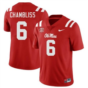 Mens Trinidad Chambliss Red Ole Miss Rebels #6 College Football NCAA Jersey 526174-478