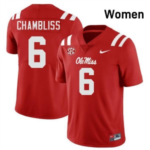 Women Trinidad Chambliss Red Ole Miss Rebels #6 College Football Limited Jerseys 914635-977