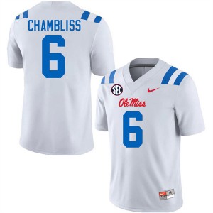 Men's Trinidad Chambliss White Ole Miss Rebels #6 College Football Stitched Jerseys 470262-885