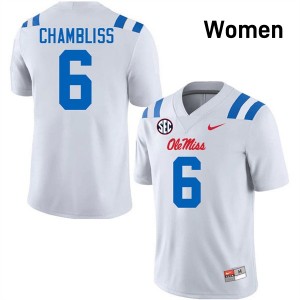 Womens Trinidad Chambliss White Ole Miss Rebels #6 College Football Limited Jersey 873521-636