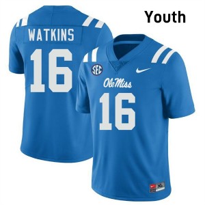 Youth Winston Watkins Powder Blue Ole Miss Rebels #16 College Football Alumni Jerseys 196405-623