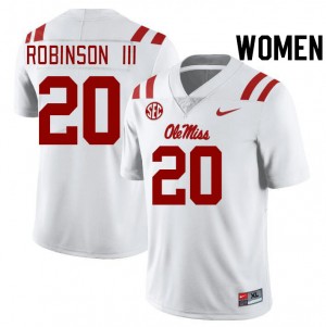 Women Anthony Robinson III White Ole Miss Rebels #20 College Football University Jersey 615675-883