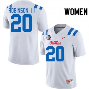 Women Anthony Robinson III White Ole Miss Rebels #20 College Football Stitched Jersey 417254-239