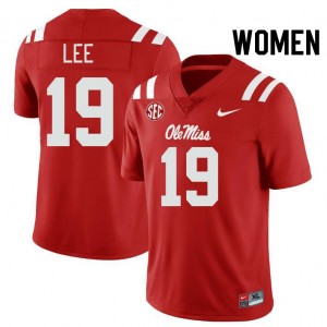 Women Cayden Lee Red Ole Miss Rebels #19 College Football Stitched Jerseys 313124-876