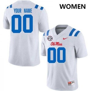 Women's Custom White/Powder Blue Ole Miss Rebels #00 College Football Player Jerseys 428528-417