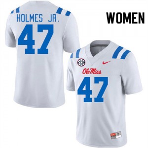 Womens DeeJay Holmes Jr. White Ole Miss Rebels #47 College Football Player Jerseys 817300-883