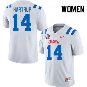 Womens Izaiah Hartrup White Ole Miss Rebels #14 College Football Limited Jerseys 640827-262
