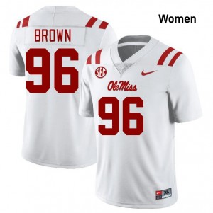 Womens Jamarious Brown White Ole Miss Rebels #96 College Football High School Jerseys 812894-592