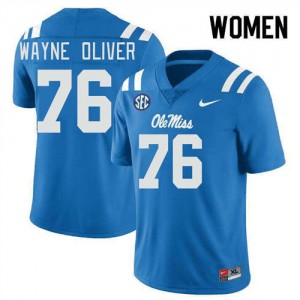 Women's John Wayne Oliver Powder Blue Ole Miss Rebels #76 College Football 2025 Jersey 432744-959