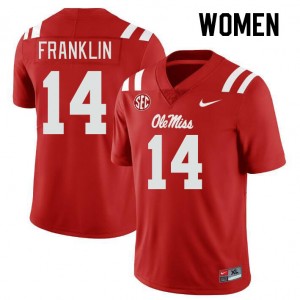 Women Kam Franklin Red Ole Miss Rebels #14 College Football University Jerseys 101013-588
