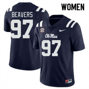 Women Kamron Beavers Navy Ole Miss Rebels #97 College Football Alumni Jerseys 459746-568