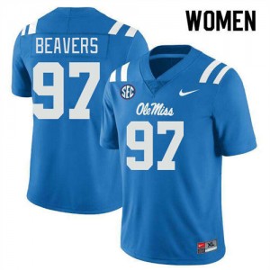 Women's Kamron Beavers Powder Blue Ole Miss Rebels #97 College Football Alumni Jerseys 288270-325