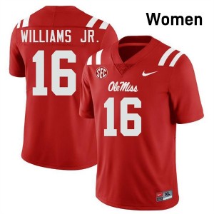 Women Wydett Williams Jr. Red Ole Miss Rebels #16 College Football Alumni Jersey 600217-919
