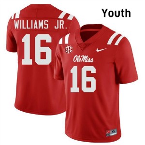 Youth Wydett Williams Jr. Red Ole Miss Rebels #16 College Football Official Jersey 896243-599