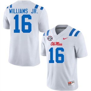 Mens Wydett Williams Jr. White Ole Miss Rebels #16 College Football Game Jersey 392788-760