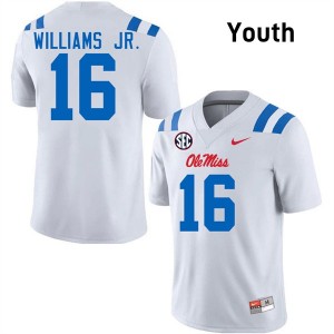 Youth Wydett Williams Jr. White Ole Miss Rebels #16 College Football Stitched Jerseys 586978-899