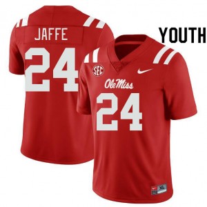 Youth Andy Jaffe Red Ole Miss Rebels #24 College Football University Jerseys 651206-319
