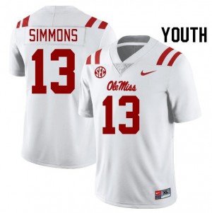 Youth Austin Simmons White Ole Miss Rebels #13 College Football 2025-26 Jersey 977465-457