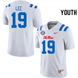 Youth Cayden Lee White Ole Miss Rebels #19 College Football Official Jersey 314322-744