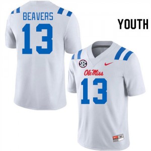 Youth Cedrick Beavers White Ole Miss Rebels #13 College Football High School Jersey 233637-280