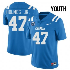 Youth DeeJay Holmes Jr. Powder Blue Ole Miss Rebels #47 College Football Player Jersey 975555-451