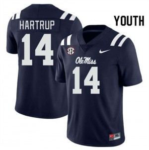 Youth Izaiah Hartrup Navy Ole Miss Rebels #14 College Football Stitched Jersey 427383-785