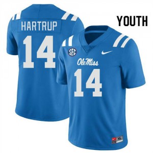 Youth Izaiah Hartrup Powder Blue Ole Miss Rebels #14 College Football High School Jersey 251204-719