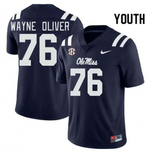 Youth John Wayne Oliver Navy Ole Miss Rebels #76 College Football Stitched Jerseys 365453-197