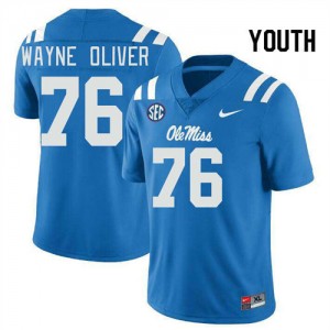 Youth John Wayne Oliver Powder Blue Ole Miss Rebels #76 College Football 2025 Jerseys 338113-773