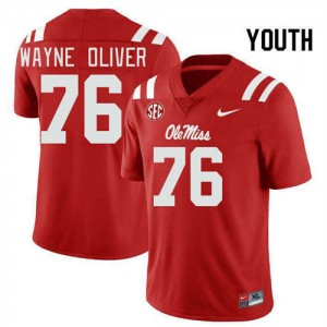 Youth John Wayne Oliver Red Ole Miss Rebels #76 College Football Official Jersey 238550-546
