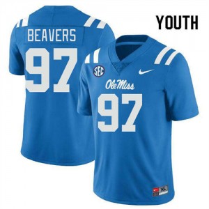 Youth Kamron Beavers Powder Blue Ole Miss Rebels #97 College Football Stitched Jerseys 163352-632