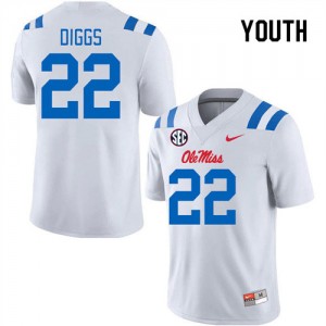 Youth Logan Diggs White Ole Miss Rebels #22 College Football Game Jersey 346158-225