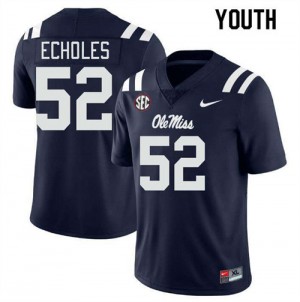 Youth Will Echoles Navy Ole Miss Rebels #52 College Football Replica Jersey 193190-323