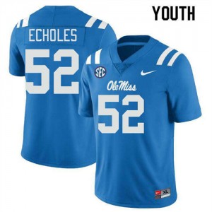 Youth Will Echoles Powder Blue Ole Miss Rebels #52 College Football Official Jersey 438106-993