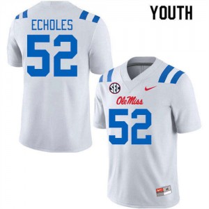 Youth Will Echoles White Ole Miss Rebels #52 College Football Embroidery Jerseys 397302-128