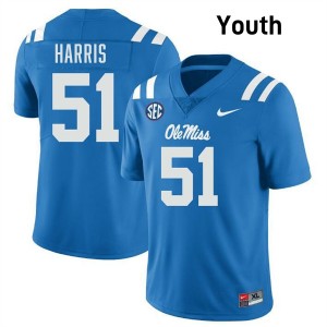Youth Zxavian Harris Powder Blue Ole Miss Rebels #51 College Football Official Jerseys 420987-637